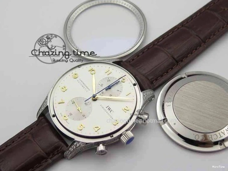 MIROTIME 1219 Portuguese IW3714 Diam ZF V2 1:1 Best Edition White Dial RG Numbers On Brown Leather Strap A79350 (Slim Movement) Fashionable 7246